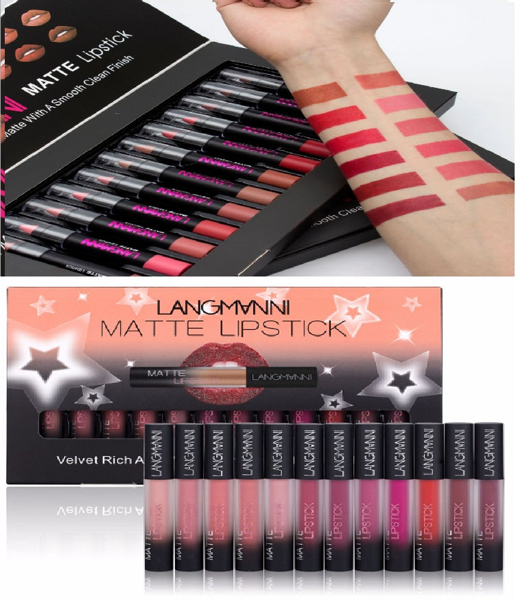 Matte Lipstick Waterproof with Velvet Lipstick Set
