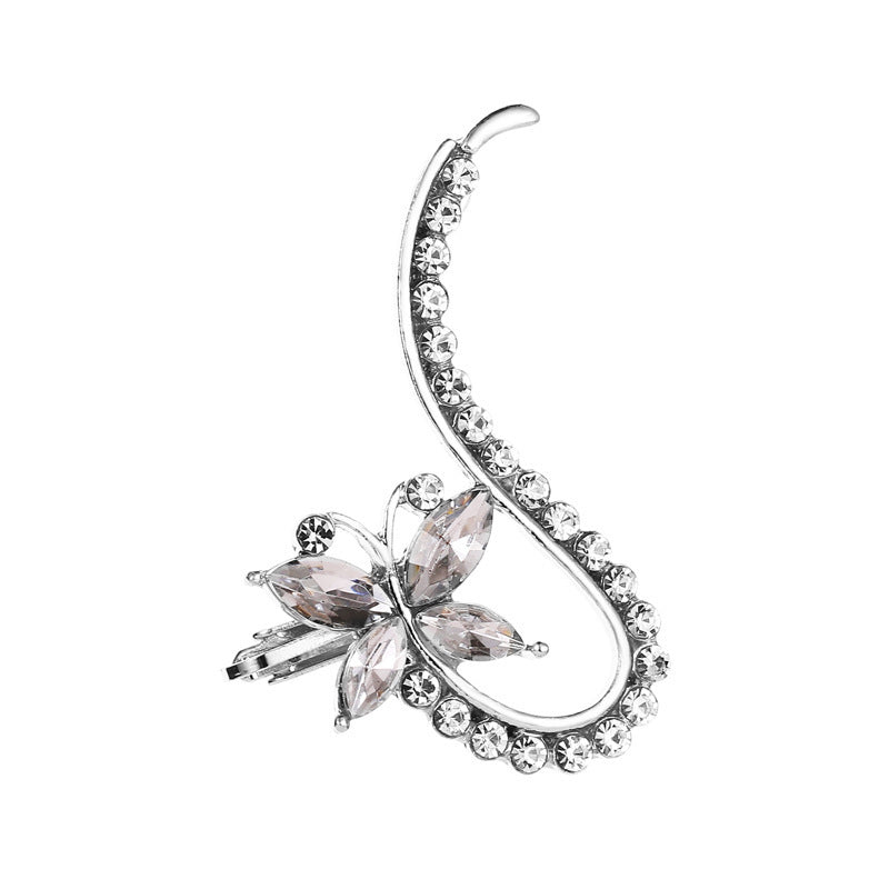 Full Crystal Butterfly Flower Jewellery Single Crystal Ear Clip
