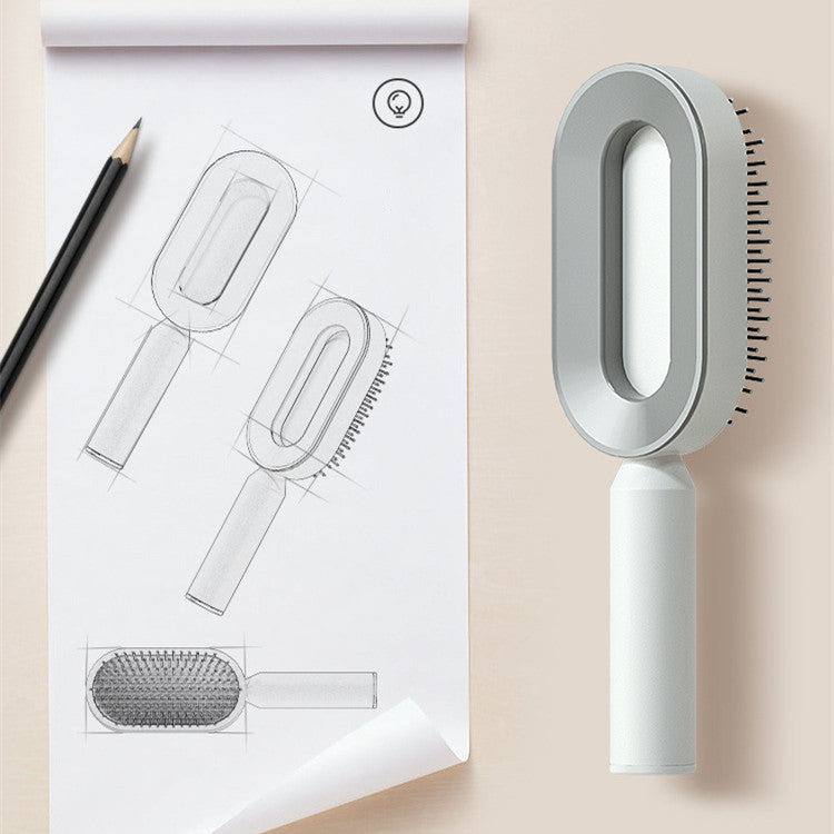 Self Cleaning Hair Brush-One-key Tool for Scalp / Anti-Static Hairbrush Beauty Tool