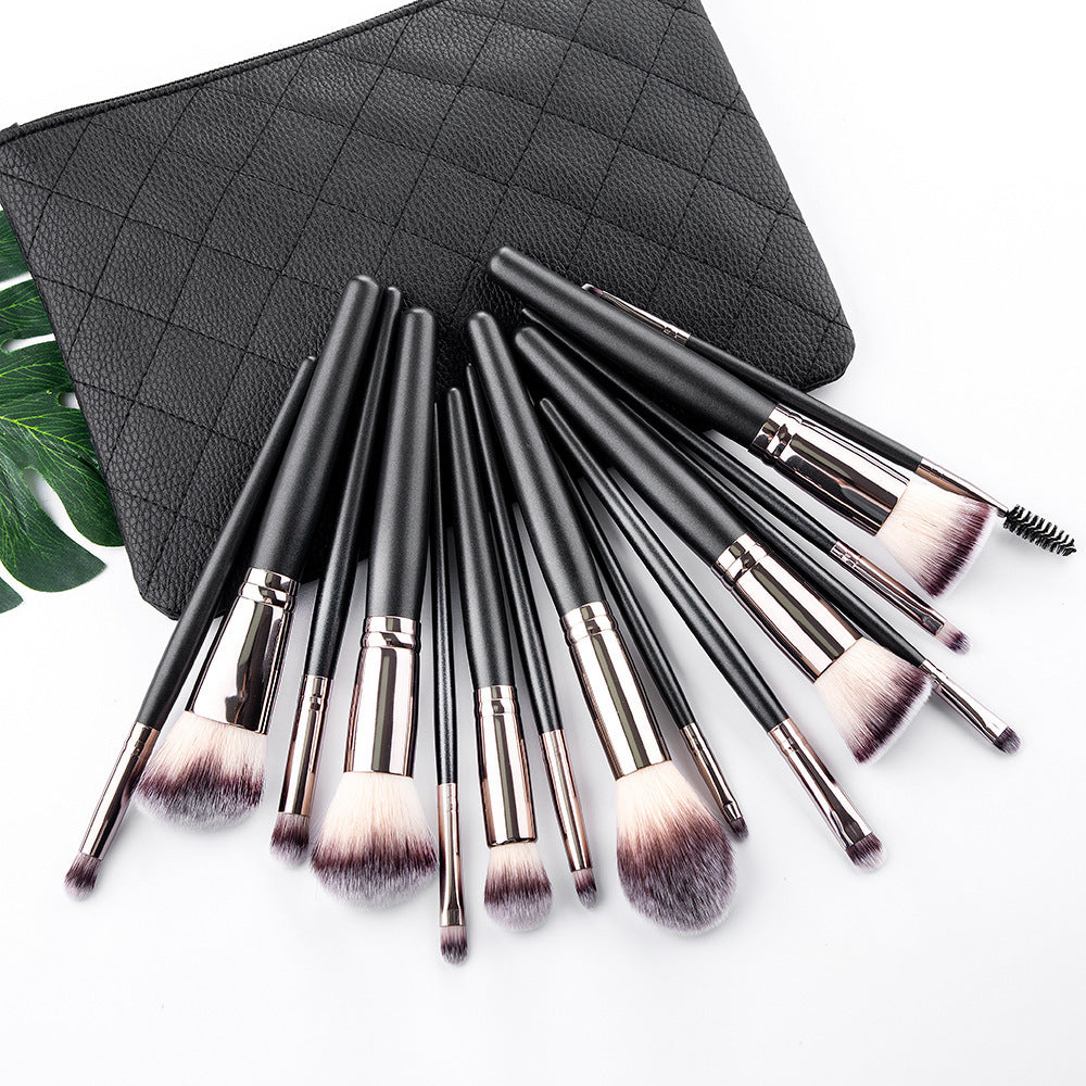Makeup Brushes Full Set Matte Black 15 Piece