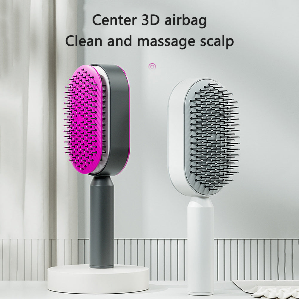 Self Cleaning Hair Brush-One-key Tool for Scalp / Anti-Static Hairbrush Beauty Tool