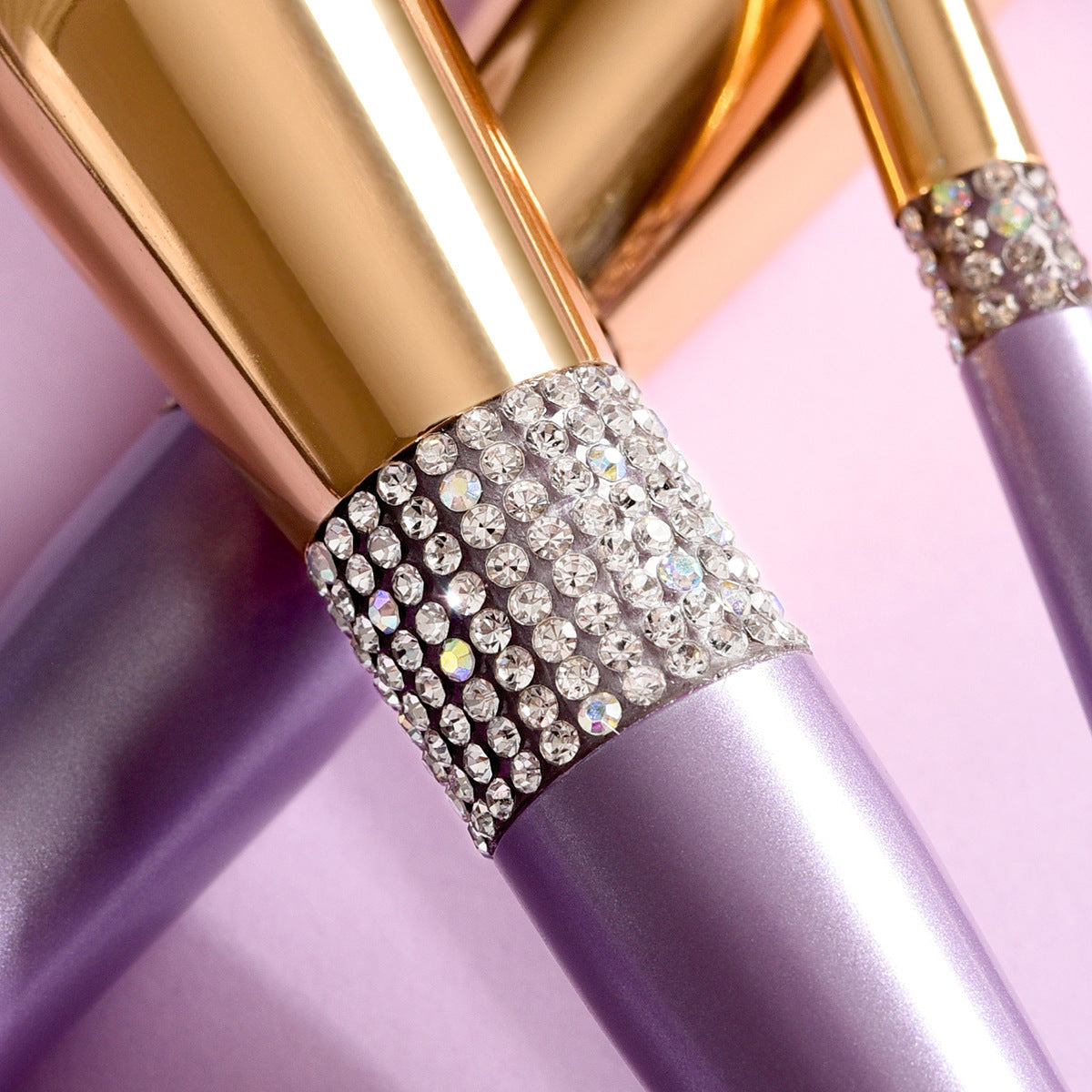 Lilac Purple Diamond Makeup Brush Set With