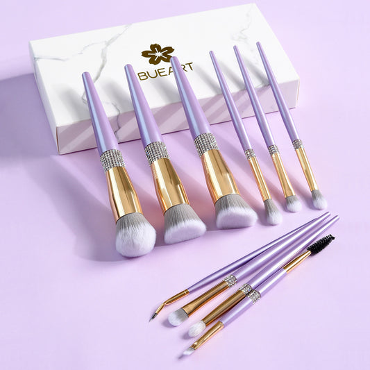 Lilac Purple Diamond Makeup Brush Set With