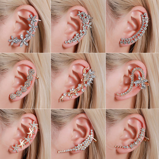 Full Crystal Butterfly Flower Jewellery Single Crystal Ear Clip