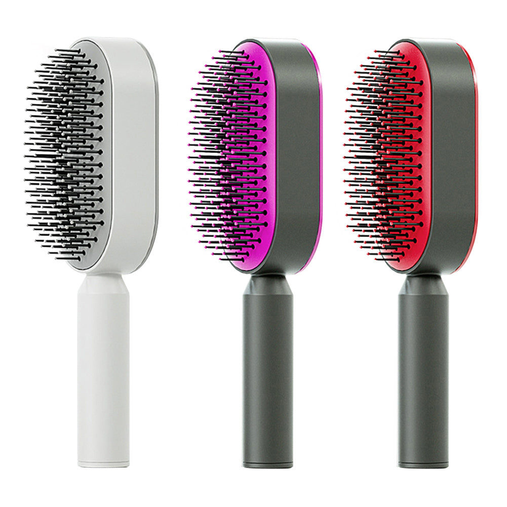 Self Cleaning Hair Brush-One-key Tool for Scalp / Anti-Static Hairbrush Beauty Tool