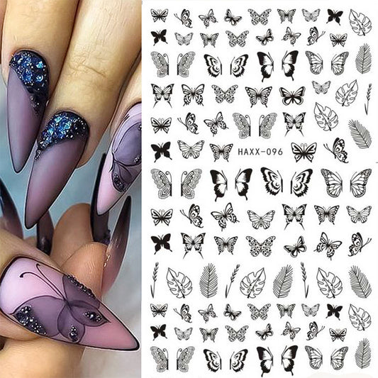 Black Butterfly Nails Stickers