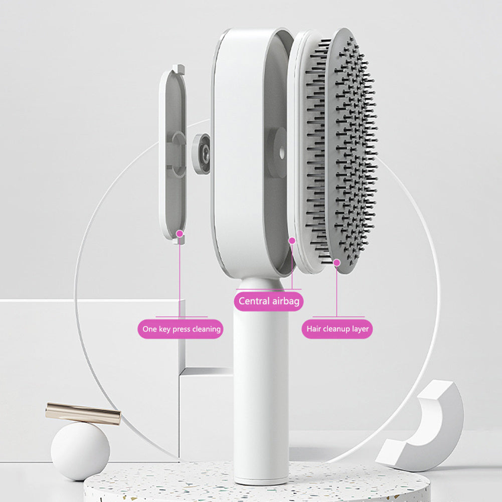 Self Cleaning Hair Brush-One-key Tool for Scalp / Anti-Static Hairbrush Beauty Tool