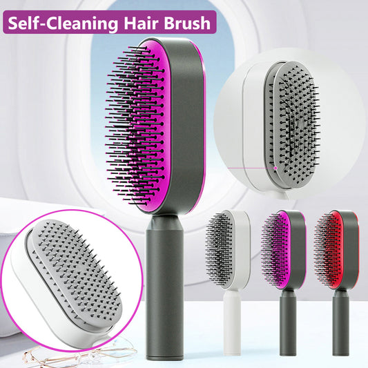 Self Cleaning Hair Brush-One-key Tool for Scalp / Anti-Static Hairbrush Beauty Tool